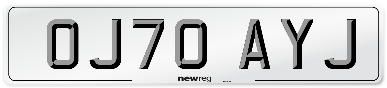 OJ70 AYJ Number Plate from New Reg